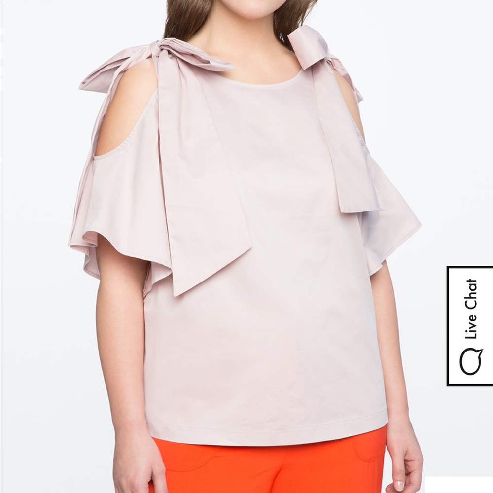 ELOQUII Cold Shoulder Flutter Top Pale 24 Plus